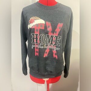 Gildan Heavy Blend Christmas TX Home for Gokusays  Gray Sweatshirt size small